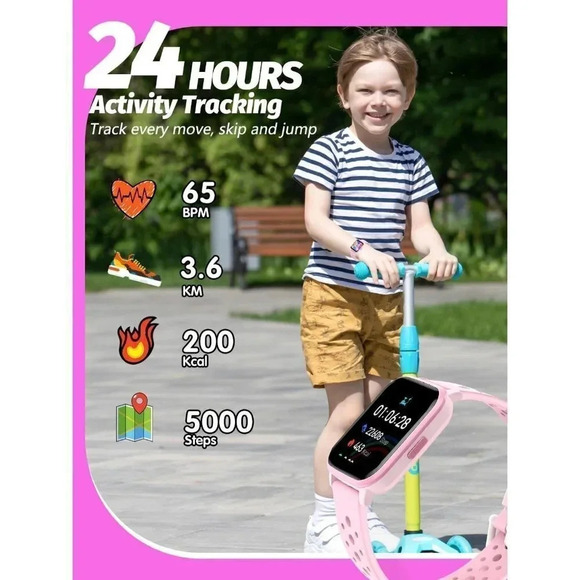 Kids Modern Mode 20 Sports Modes 5 Games Pedometer Pink Smart Watch  Oval Shape - Picture 6 of 15